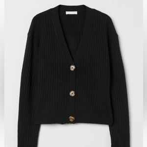H&M rib knit black cardigan
